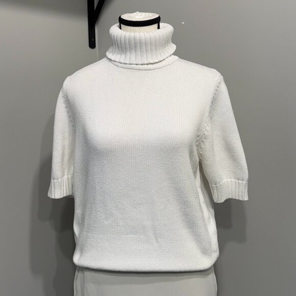 Vintage Jeanne Pierre 100% Cotton Knit Turtleneck Should Sleeve in Size Large - Picture 2 of 7